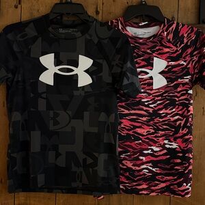 Under Armour Black and red Camo Tees- 2 shirts